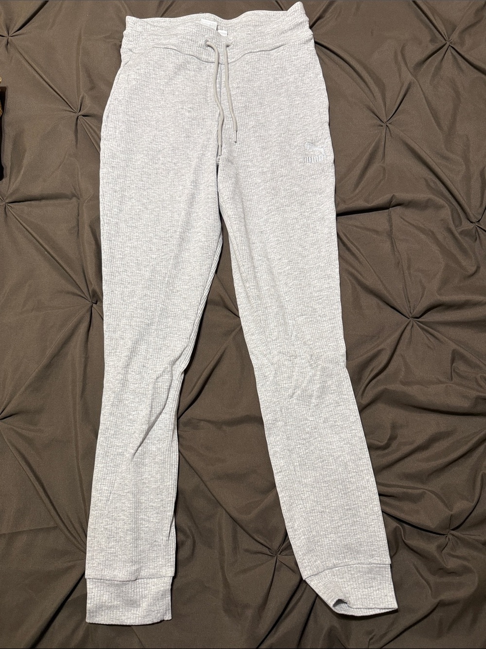 Gray Puma Ribbed Joggers
